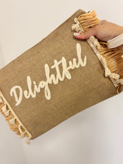 Pochette in paglia con tracolla interna