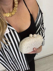 Pochette in raffia oro