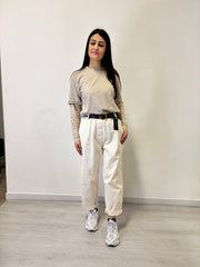 T shirt con manica in pizzo