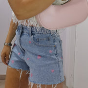 SHORT CUORI ROSA
