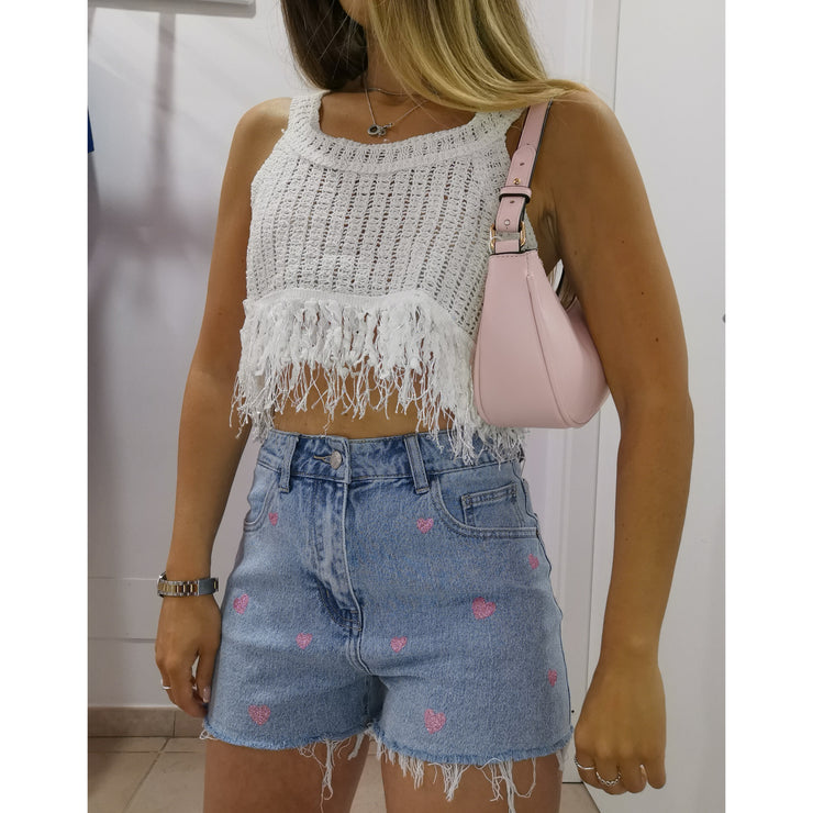 SHORT CUORI ROSA